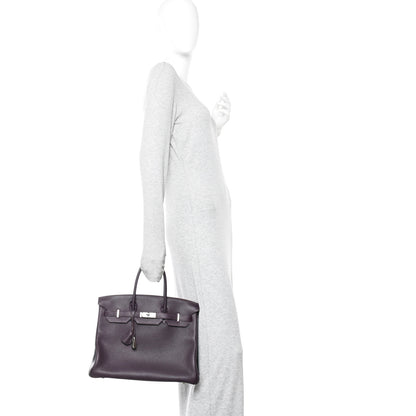 Hermes Taurillon Clemence Birkin 35 Raisin 2 of 15
