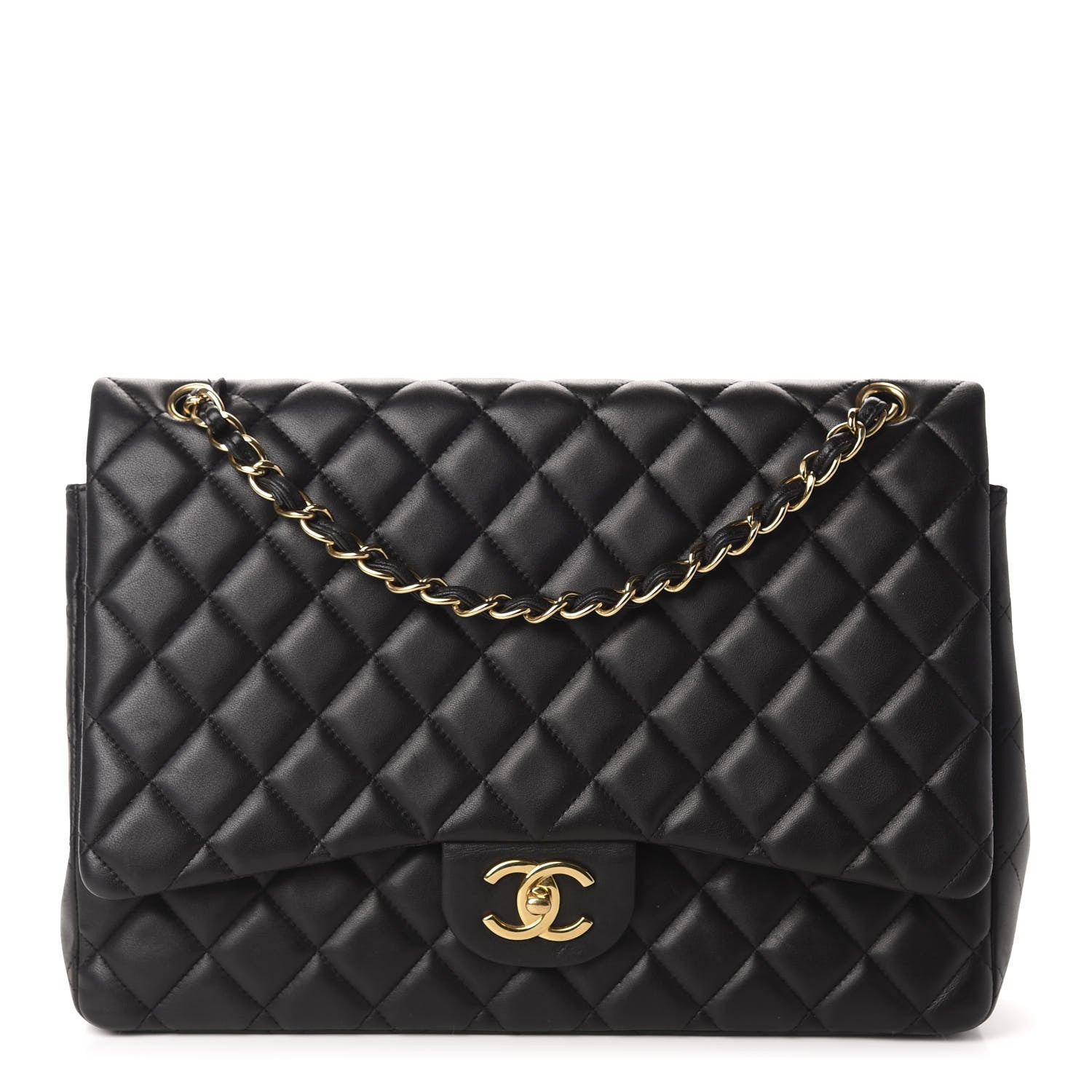 Chanel Lambskin Quilted Maxi Double Flap Black 1 of 12