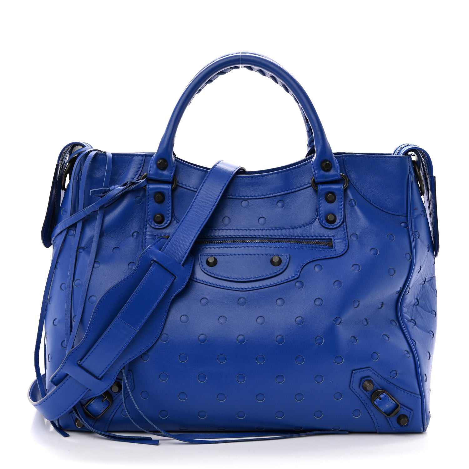 Balenciaga Perforated Lambskin Polka Dots Classic Hardware Velo Blue 1 of 18