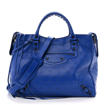 Balenciaga Perforated Lambskin Polka Dots Classic Hardware Velo Blue 1 of 18