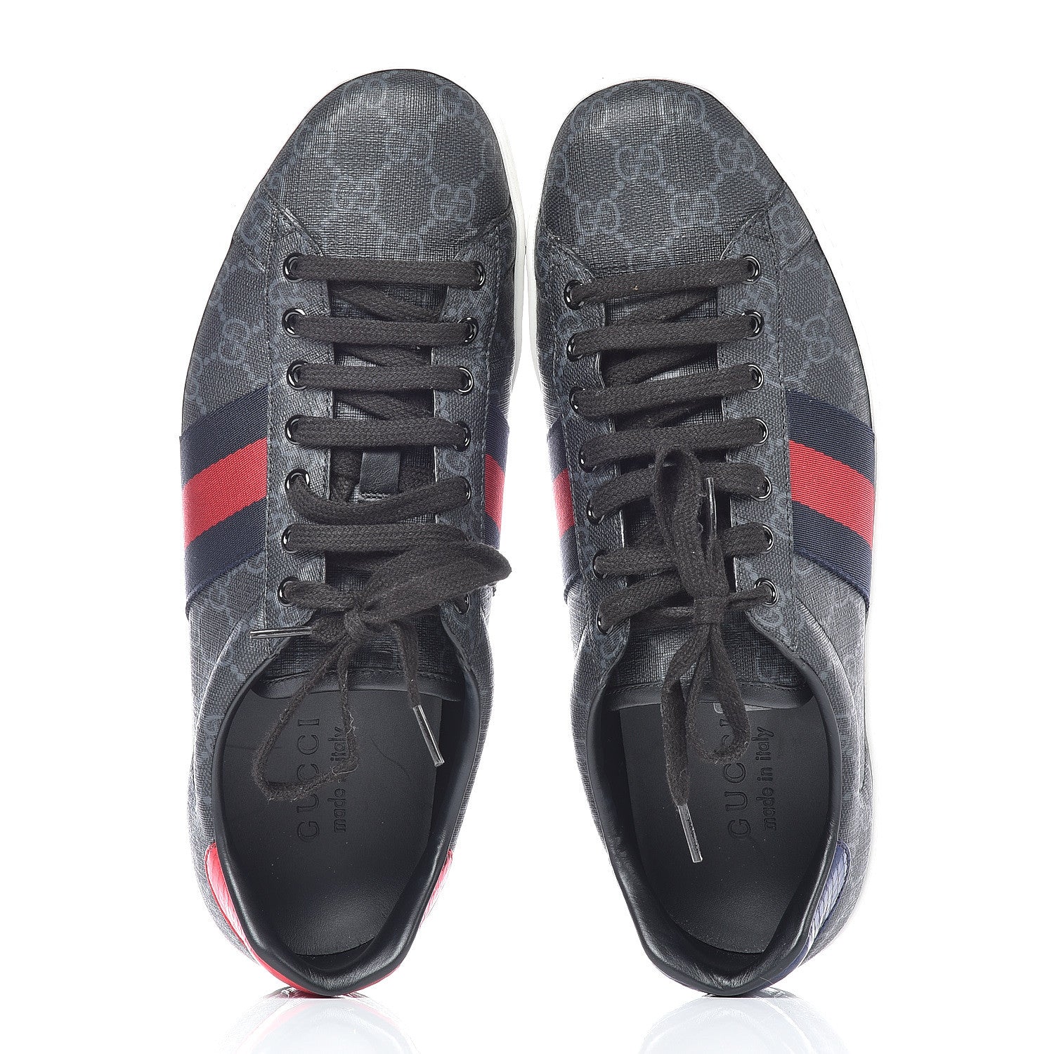 Gucci GG Supreme Monogram Ayers Web Mens New Ace Sneakers 9 Black 7 of 14