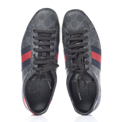 Gucci GG Supreme Monogram Ayers Web Mens New Ace Sneakers 9 Black 7 of 14