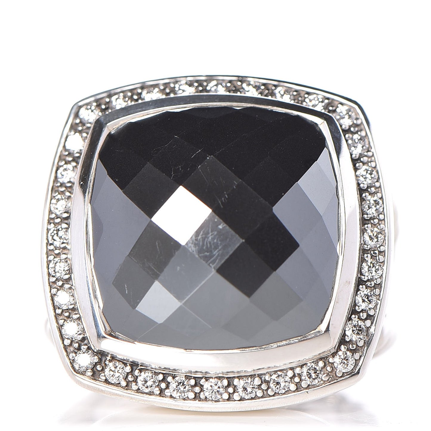 Sterling Silver Diamond Hematite 17mm Albion Ring 54 7