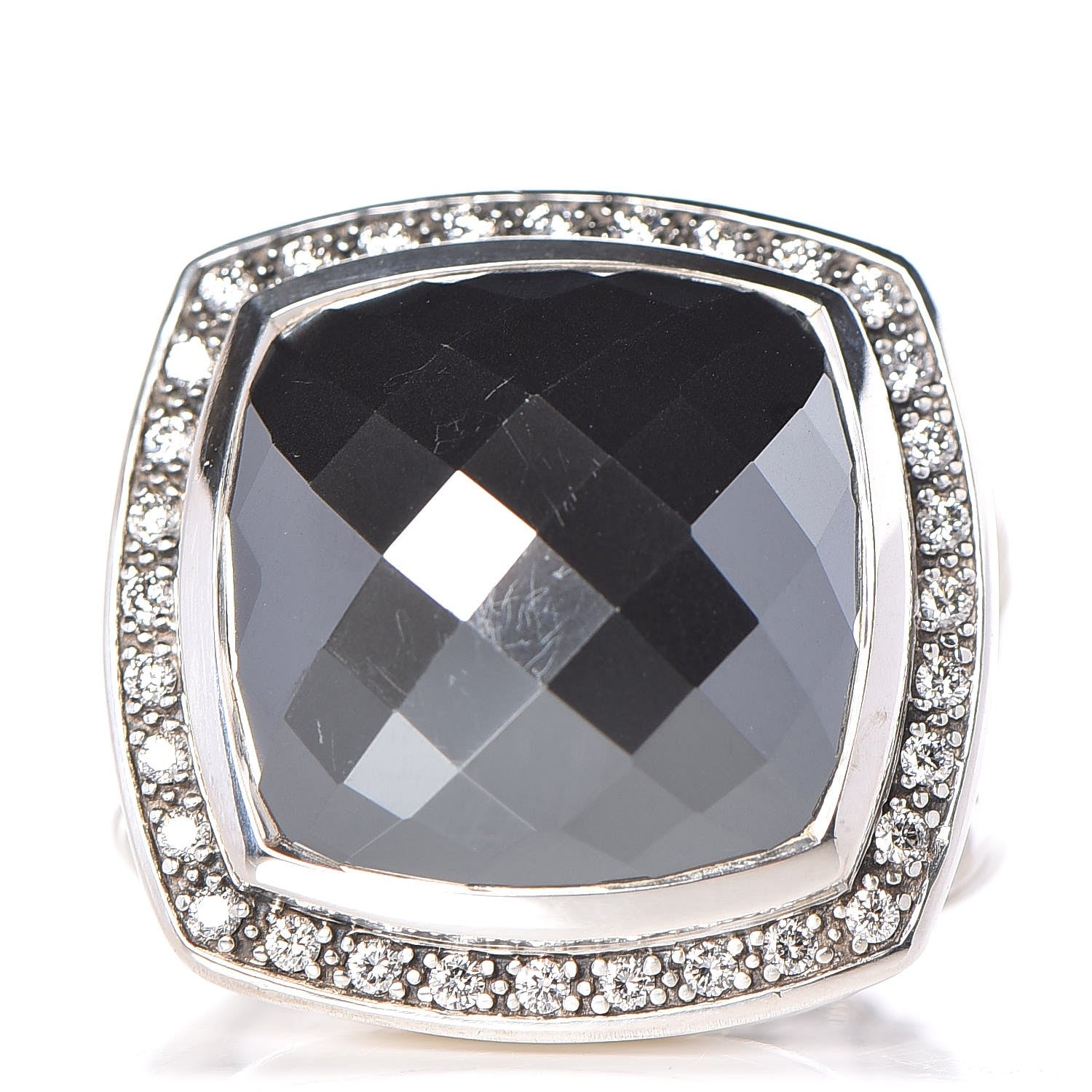 David Yurman Sterling Silver Diamond Hematite 17mm Albion Ring 54 7 1 of 6