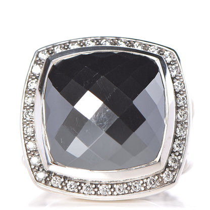 David Yurman Sterling Silver Diamond Hematite 17mm Albion Ring 54 7 1 of 6