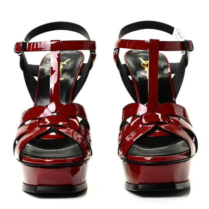 Saint Laurent Patent Calfskin Tribute 105 Platform Sandals 41 Hot Red 2 of 7