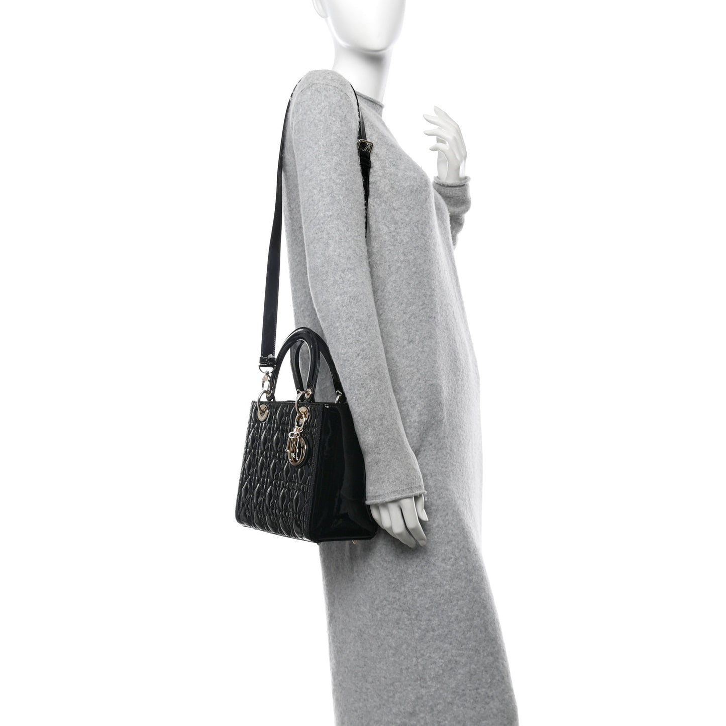 Patent Cannage Medium Lady Dior Black