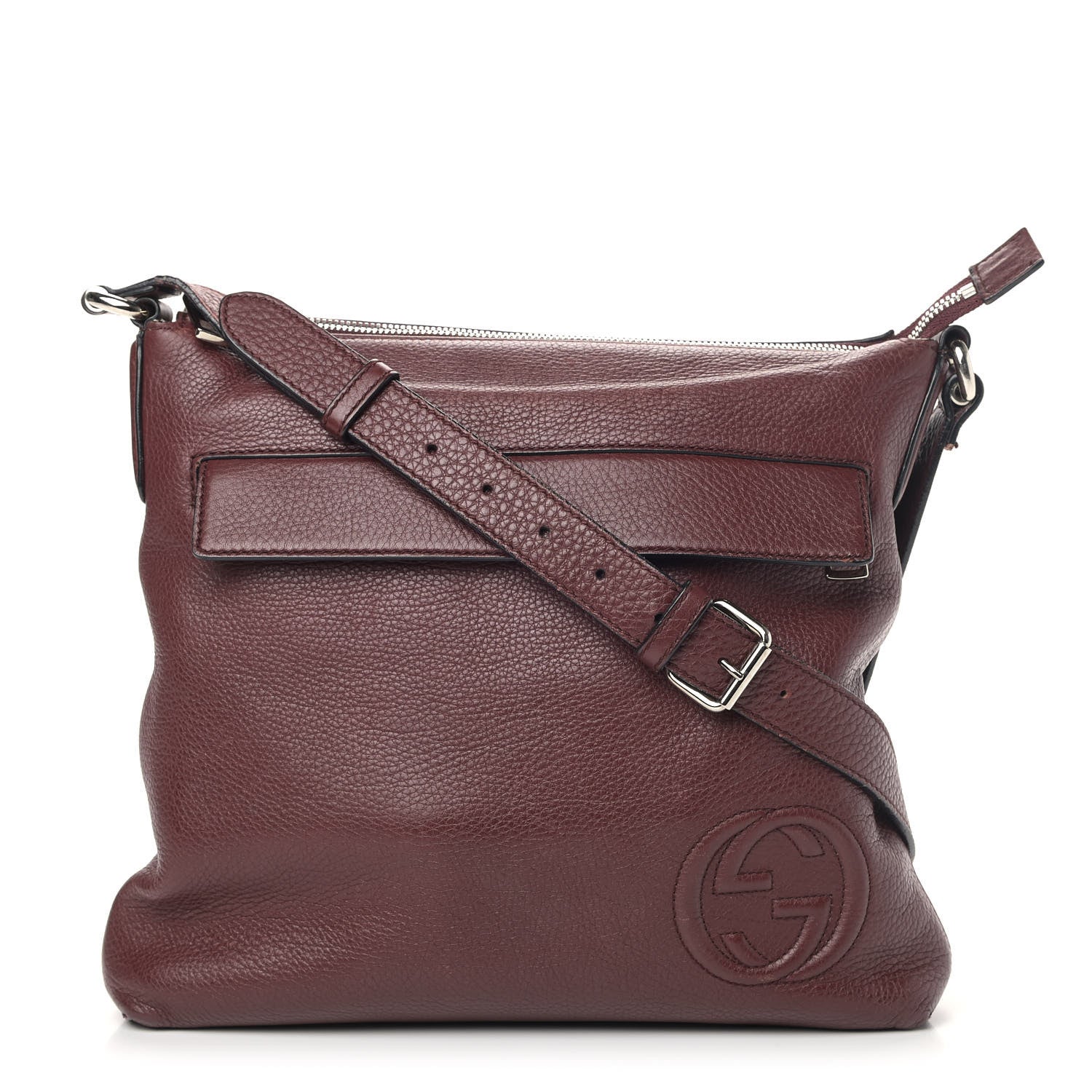 Gucci Pebbled Calfskin Medium Soho Messenger Bag Bordeaux 1 of 14