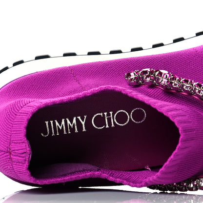 Jimmy Choo Stretch Fabric Crystal Ankle Sock Sneakers 40 Fuchsia 8 of 9