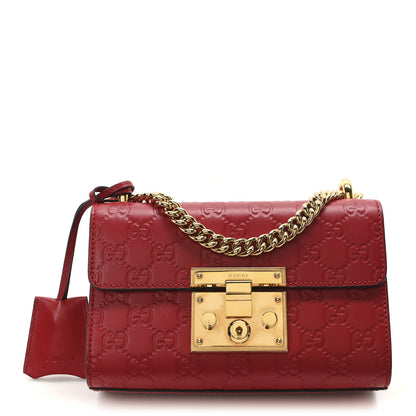 Gucci Guccissima Small Padlock Shoulder Bag Hibiscus Red 1 of 10