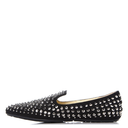 Jimmy Choo Suede Studded Wheel Loafers 38 Black 1 of 11