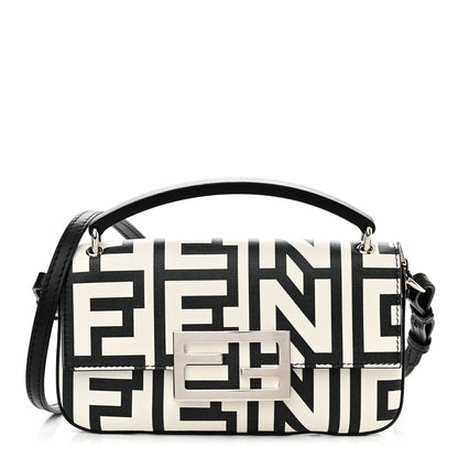 Fendi X MARC JACOBS Nappa Vitello King Logo Print Phone Baguette White Black 1 of 9