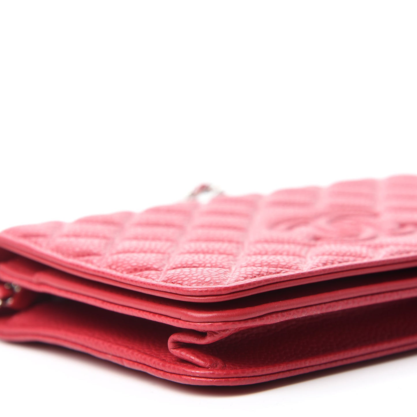 Caviar Quilted Diamond CC Wallet On Chain WOC Red