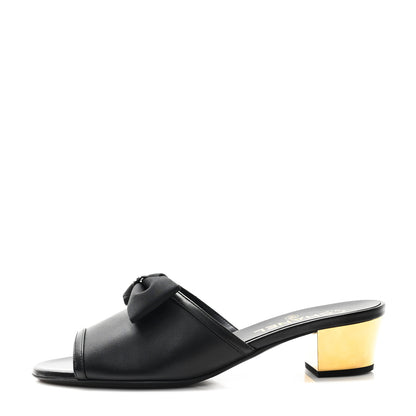 Chanel Lambskin Bow CC Mules 37.5 Black 1 of 10