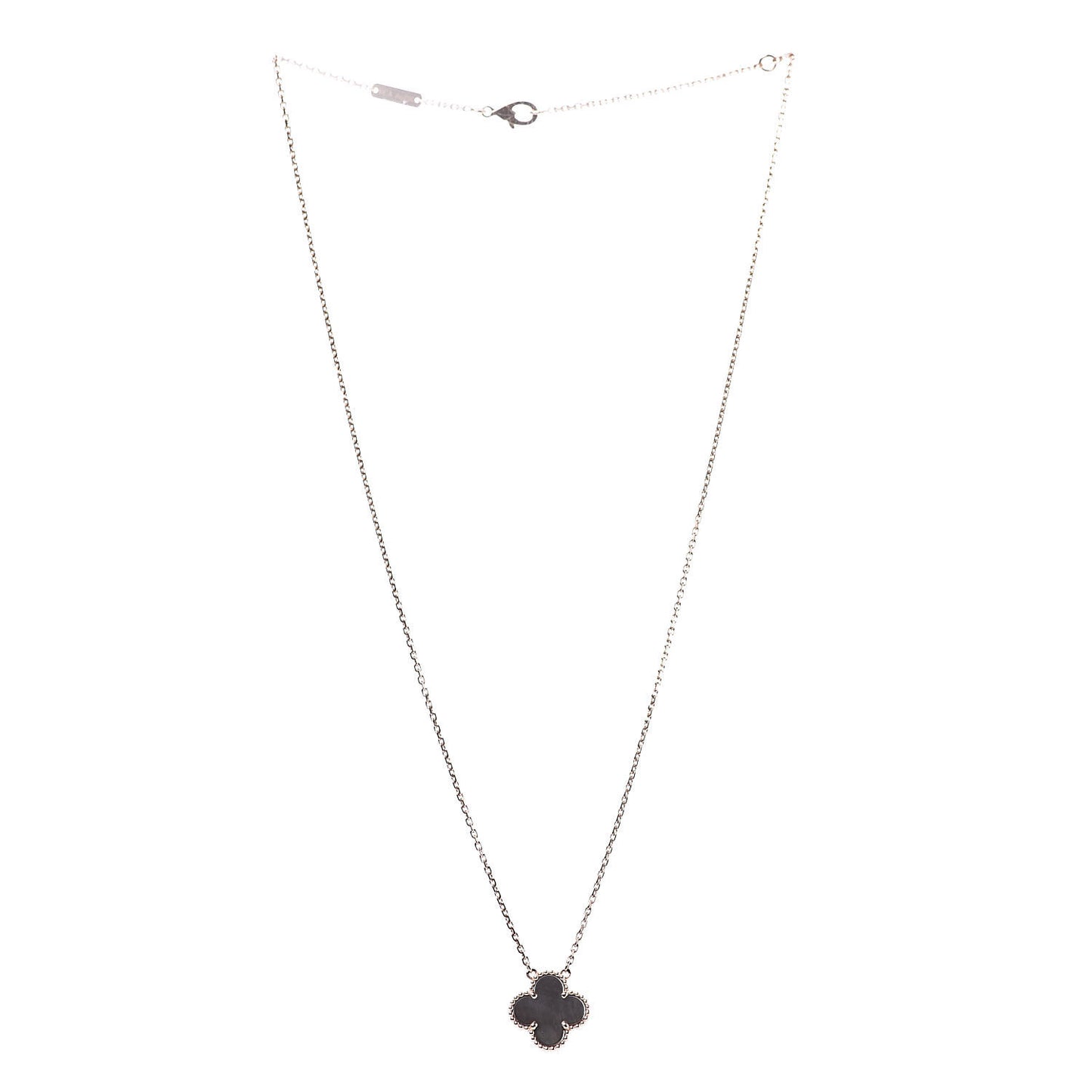 18K Rose Gold Gray Mother of Pearl Vintage Alhambra Pendant Necklace