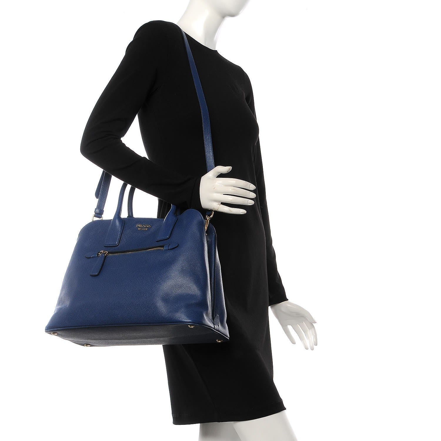 Prada Saffiano Cuir Open Promenade Tote Bluette 2 of 11