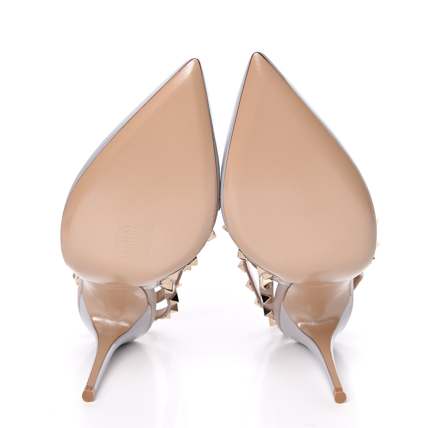 Valentino Garavani Patent Nappa Rockstud Ankle Strap 100mm Pumps 41 Pastel Grey Poudre 5 of 9