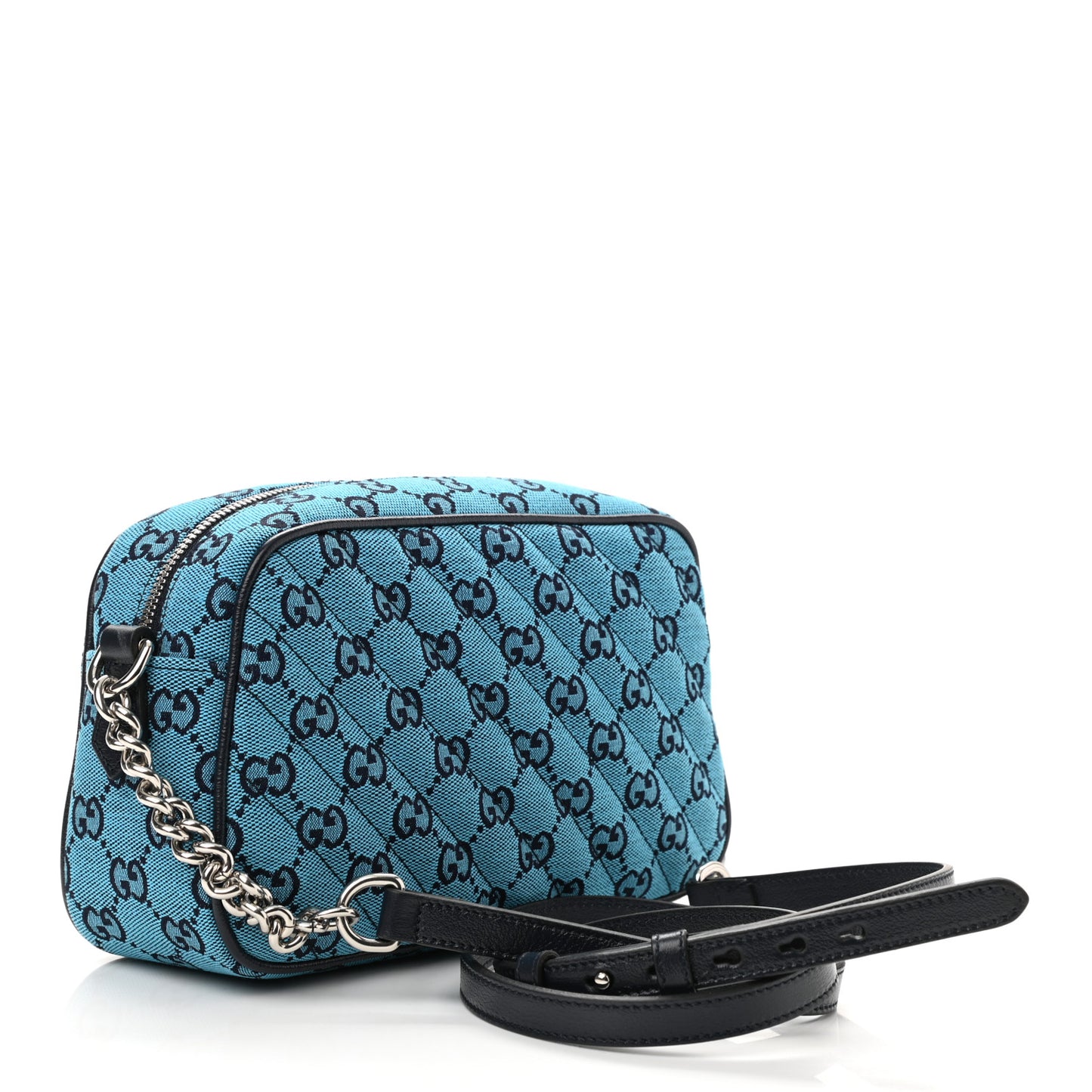 Monogram Multicolor Matelasse Diagonal Small GG Marmont Chain Shoulder Bag Light Blue