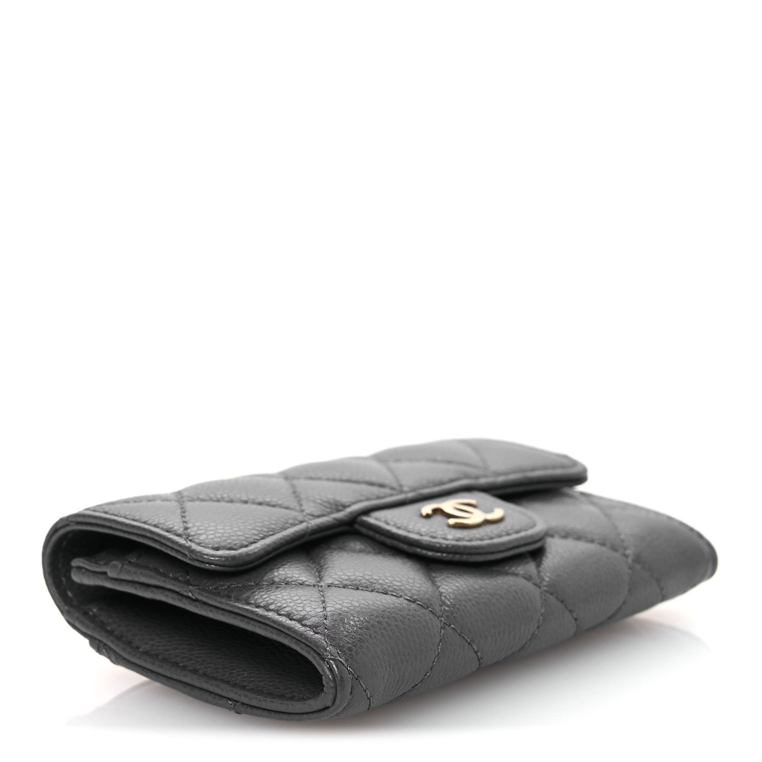 Chanel Caviar Quilted Flap Card Holder Wallet Dark Grey 4 of 9