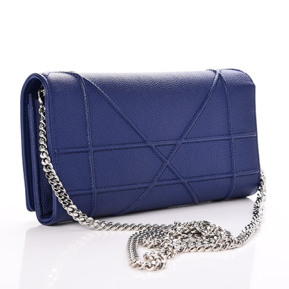 Christian Dior Grained Calfskin Diorama Croisiere Chain Wallet Blue 3 of 8