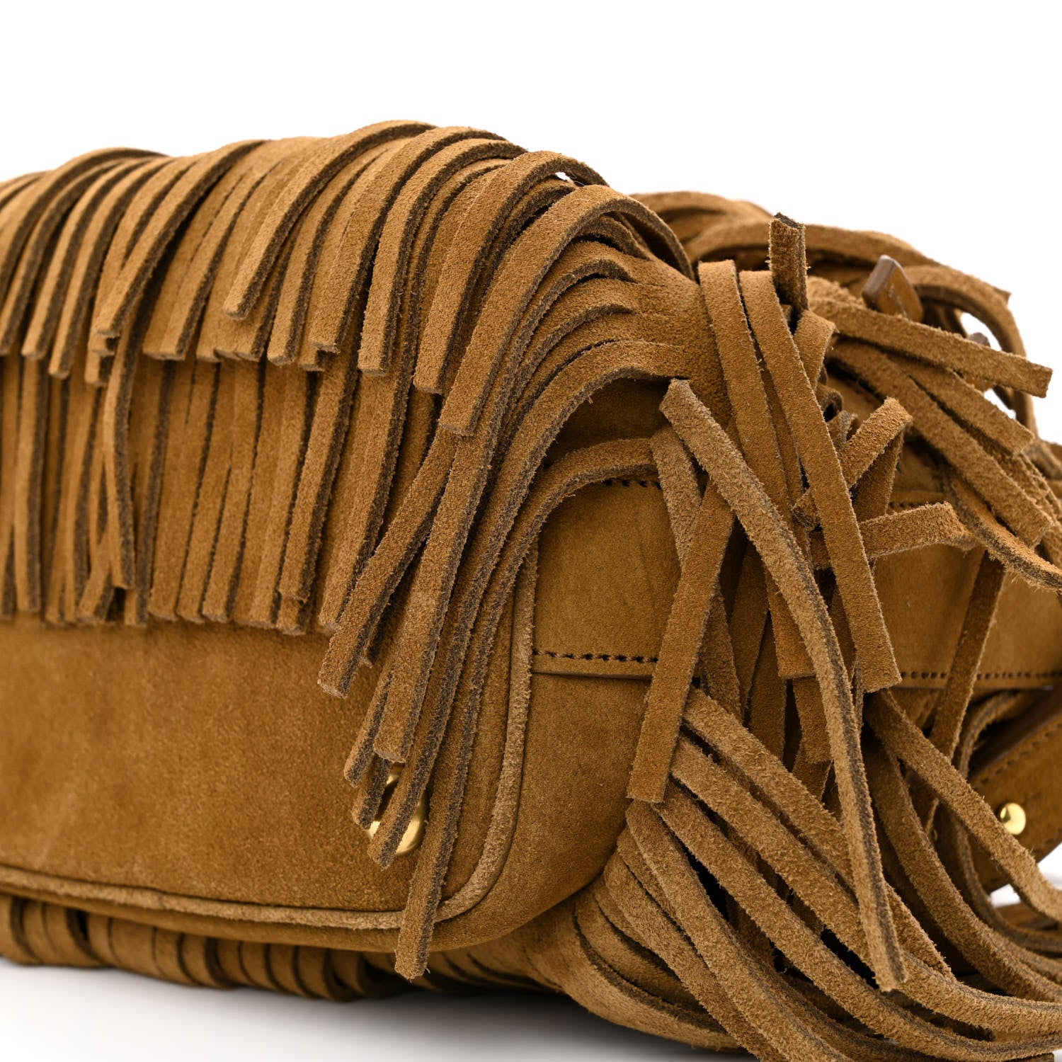 Saint Laurent Suede Calfskin Small Emmanuelle Fringe Bucket Bag Light Ocre 10 of 10