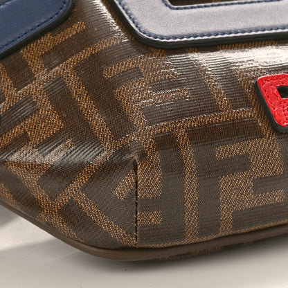Fendi X FILA Glazed Fabric Vitello Century FF 1974 Mania Belt Bag Mogano Panna Blueberry 10 of 11