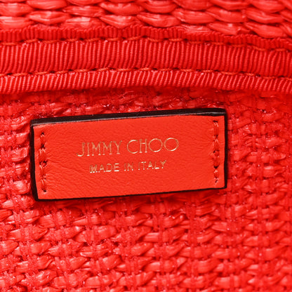 Jimmy Choo Raffia Embroidered East West Beach Tote Paprika Candy Pink 6 of 9