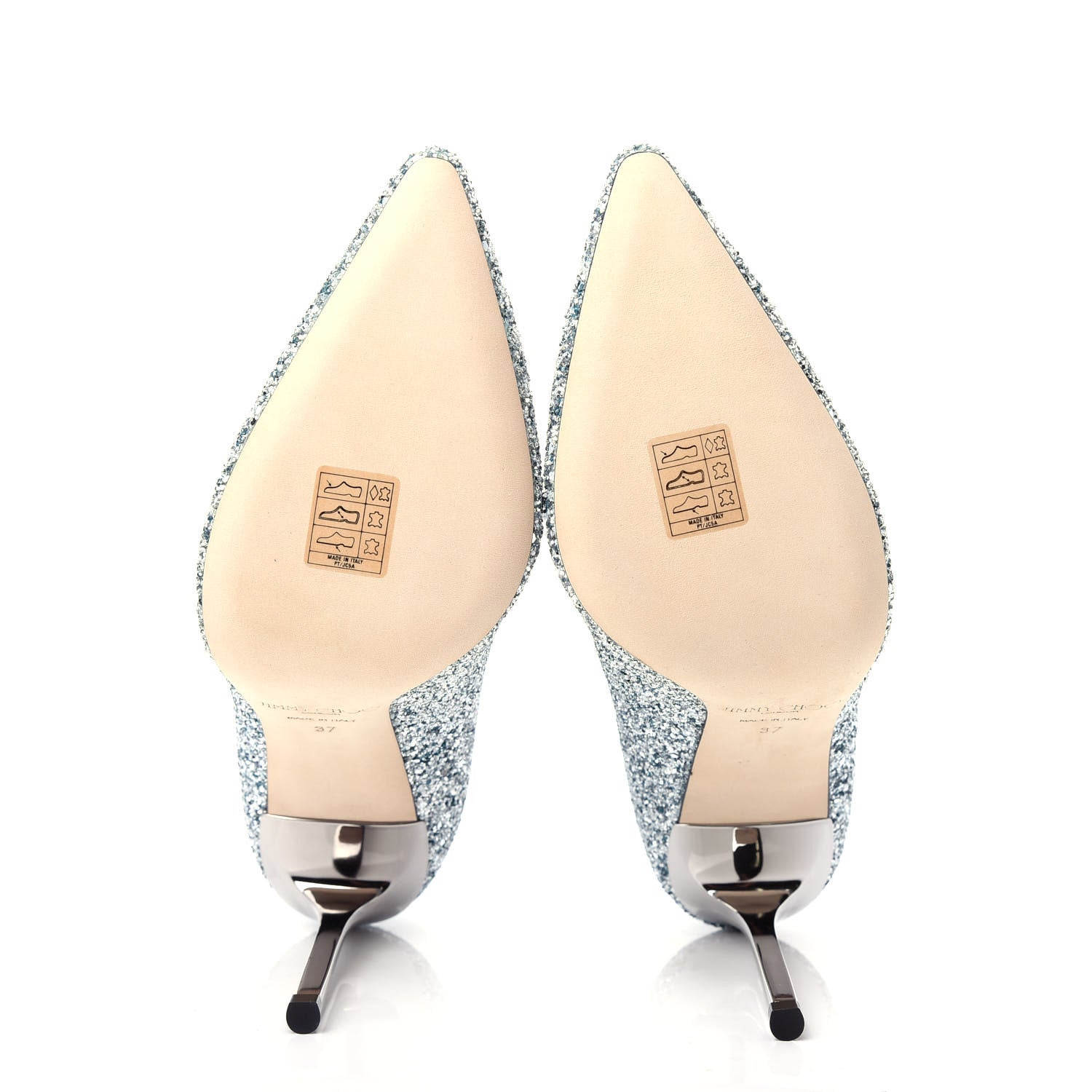 Jimmy Choo Denim Glitter Romy 100 Pumps 37 Silver Blue 6 of 10