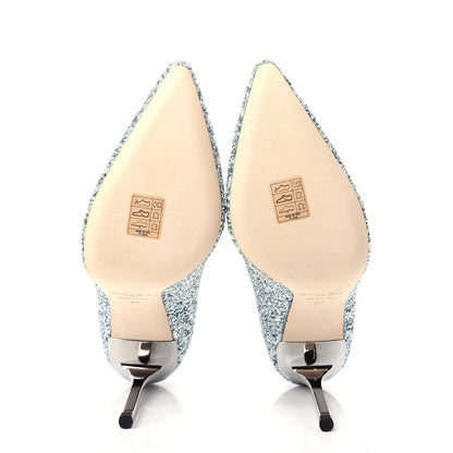 Jimmy Choo Denim Glitter Romy 100 Pumps 37 Silver Blue 6 of 10