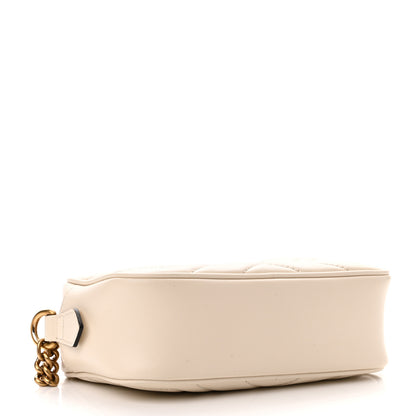 Gucci Calfskin Matelasse Mini GG Marmont Chain Shoulder Bag White 4 of 12