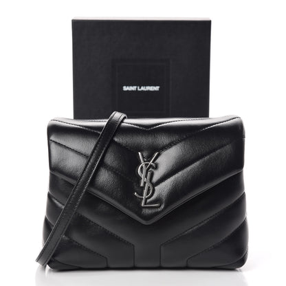 Saint Laurent Calfskin Y Quilted Monogram Toy Loulou Crossbody Bag Black 11 of 11