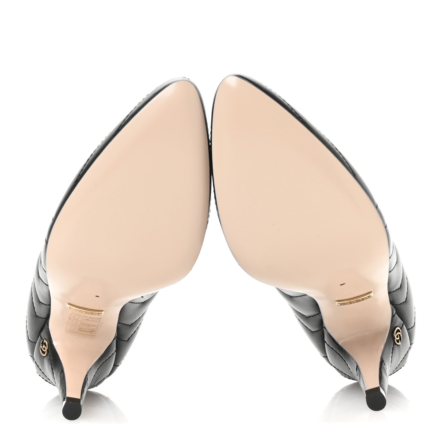Nappa Charlotte Chevron Matelasse Double G 95mm Pumps 36 Black
