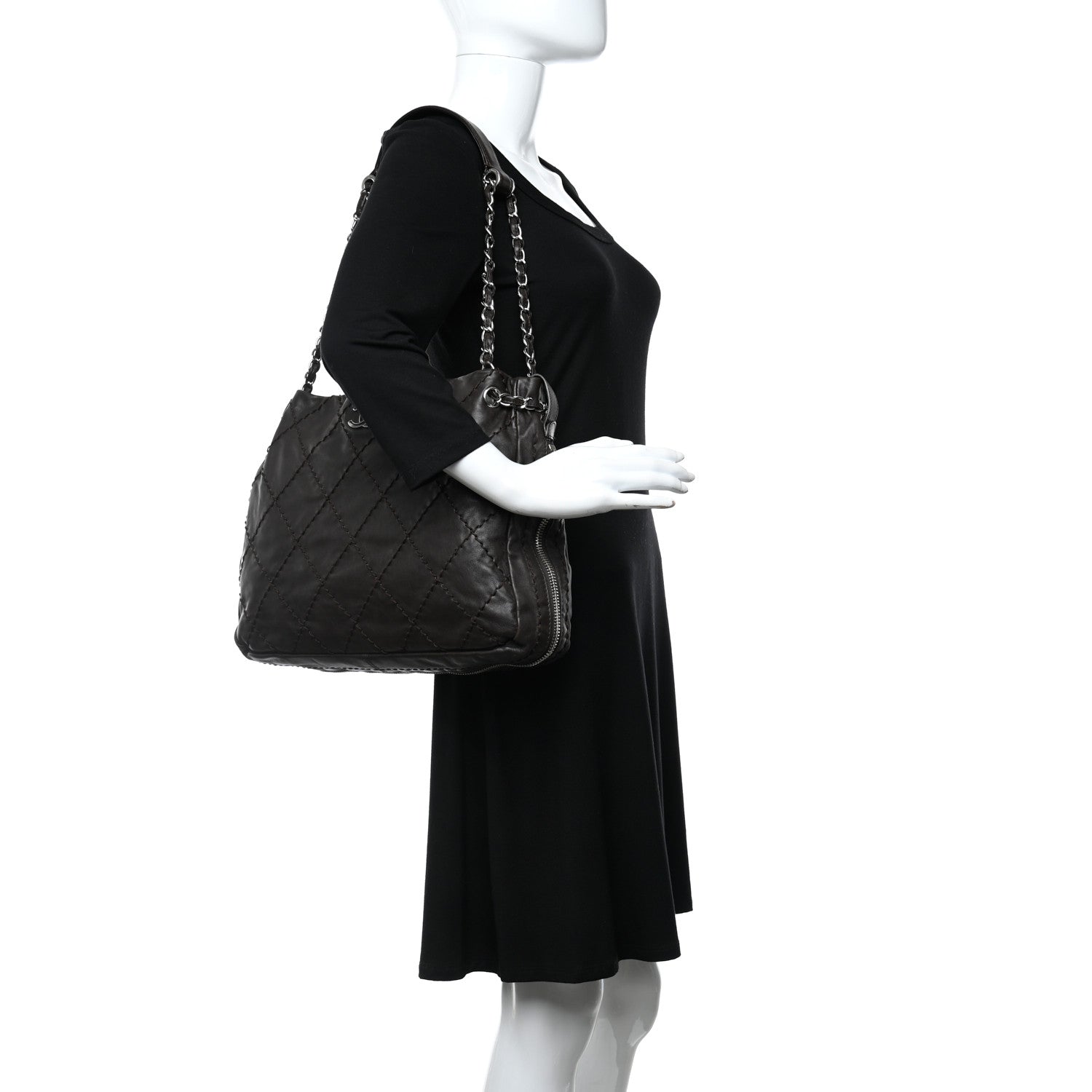 Chanel Calfskin Stitched Expandable Tote Brown 2 of 11