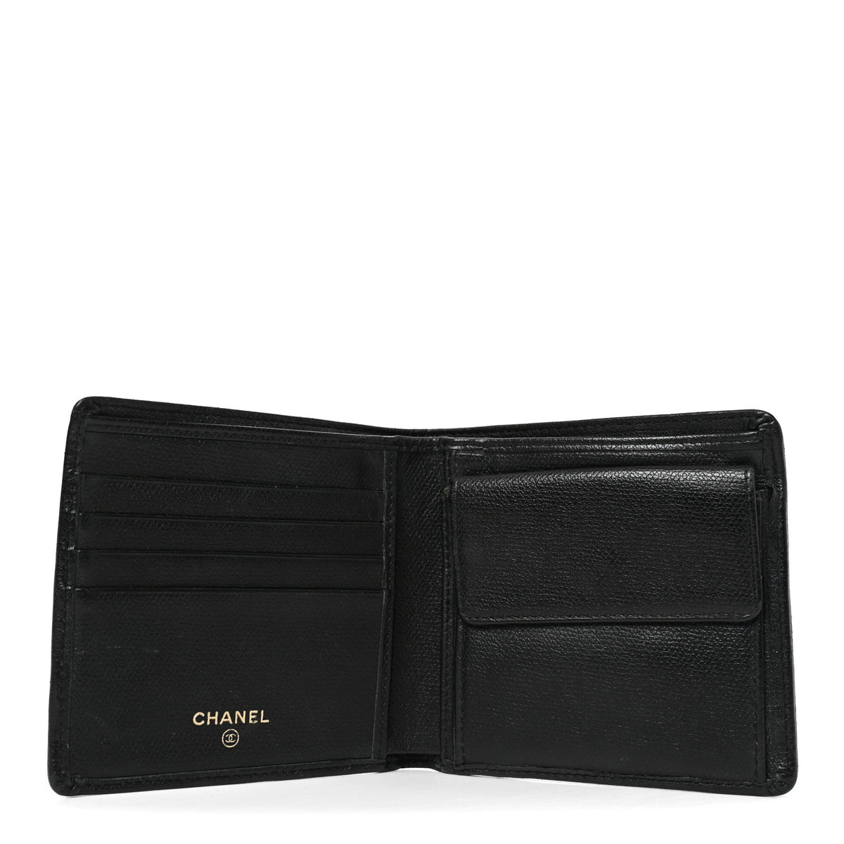 Grained Calfskin CC Bifold Wallet Black