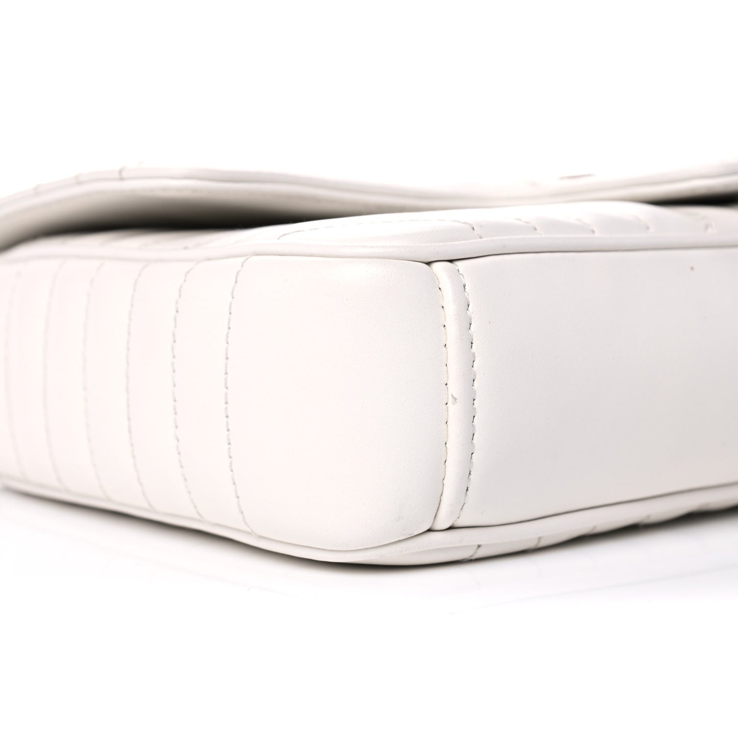 Soft Calfskin Impunture Diagramme Medium Chain Flap Shoulder Bag White