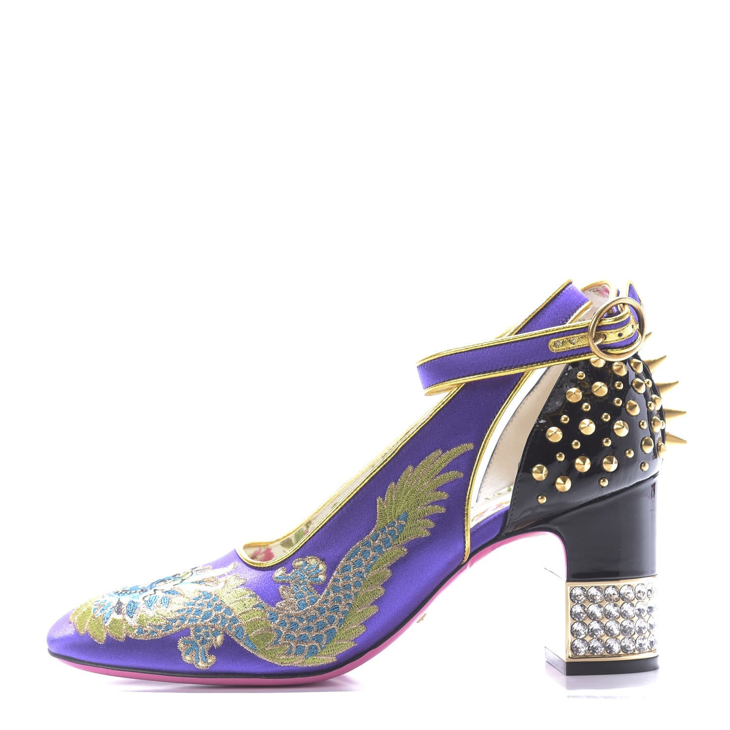 Satin Embroidered Dragon Caspar Pumps 38 Purple Oro Vecchio Black
