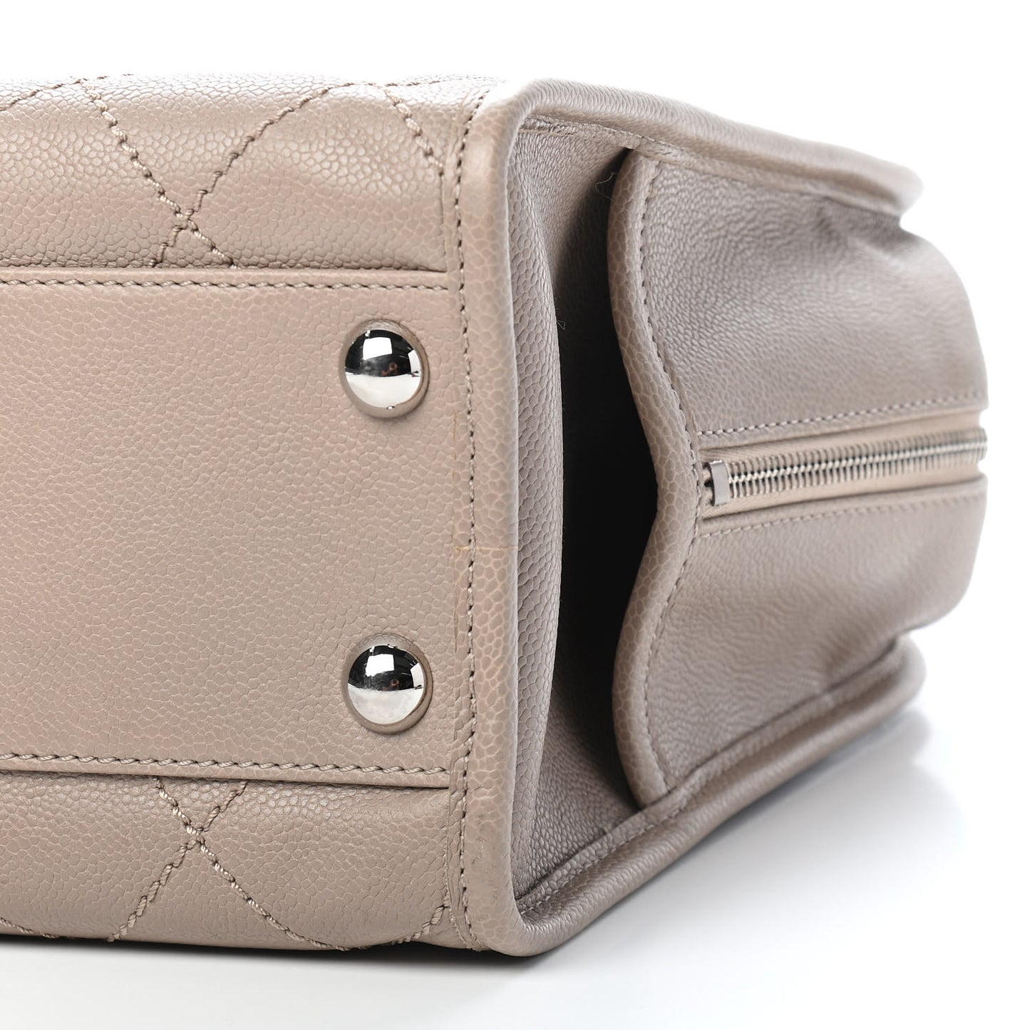 Caviar Quilted Deauville Bowling Bag Beige