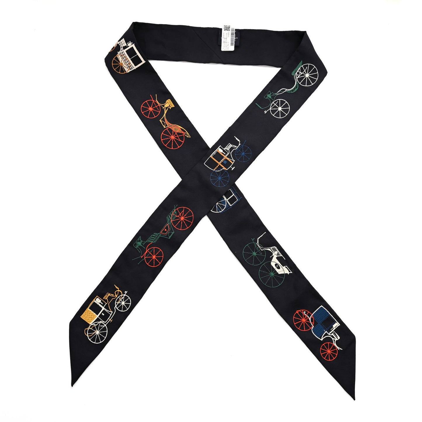 Silk Embroidered A Toute Berline Long Twilly Bleu Black Multicolor