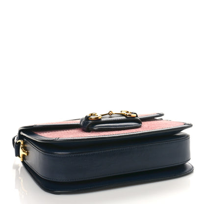 Gucci Lanzo Stretch Cord Azalea Calfskin Horsebit 1955 Shoulder Bag Pink Blue 4 of 10