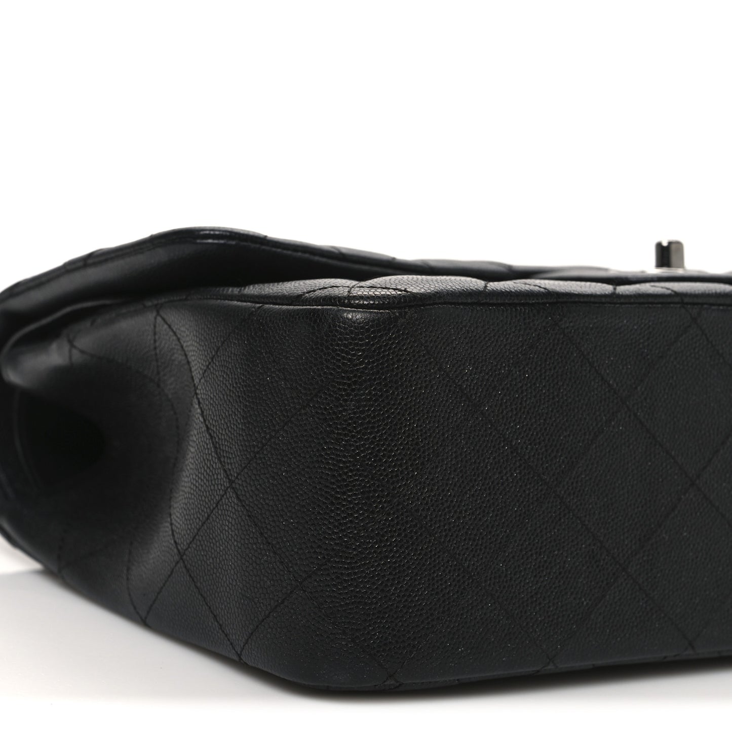 Iridescent Caviar Quilted Jumbo Double Flap Black