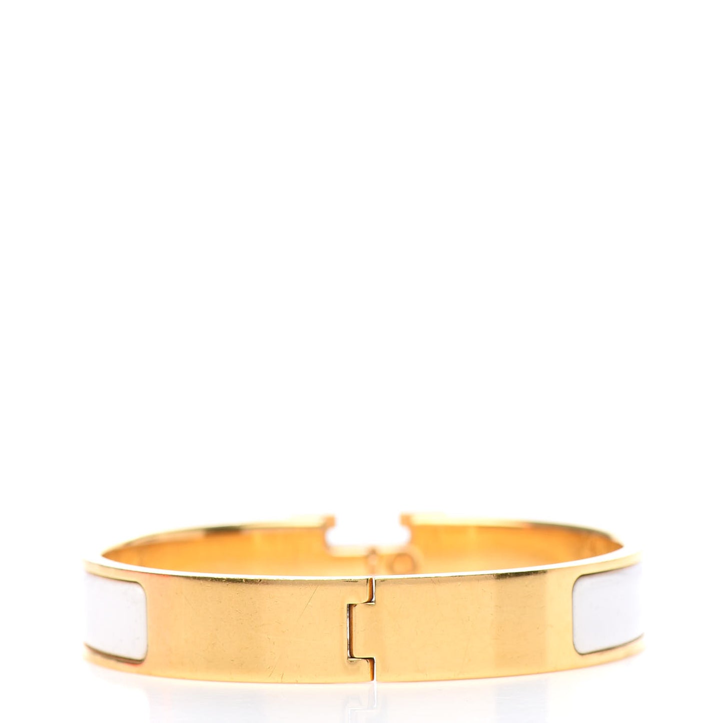 Enamel Narrow Clic Clac H Bracelet GM White