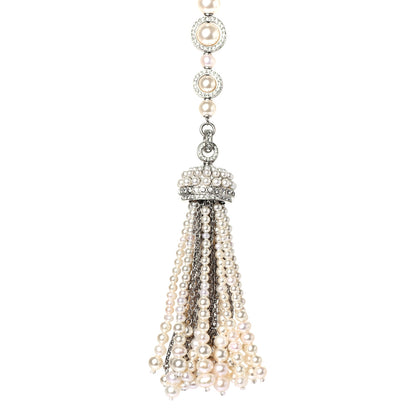 Chanel Pearl CC Tassel Long Necklace Silver 3 of 4