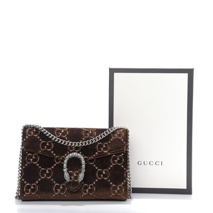 Gucci Velvet GG Monogram Mini Dionysus Chain Wallet Brown 10 of 10