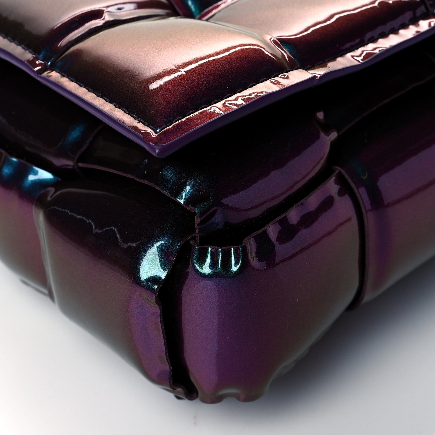 Bottega Veneta Glossy Nail Polish Nappa Maxi Intreccio Padded Cassette Crossbody Bag Holographic 5 of 9