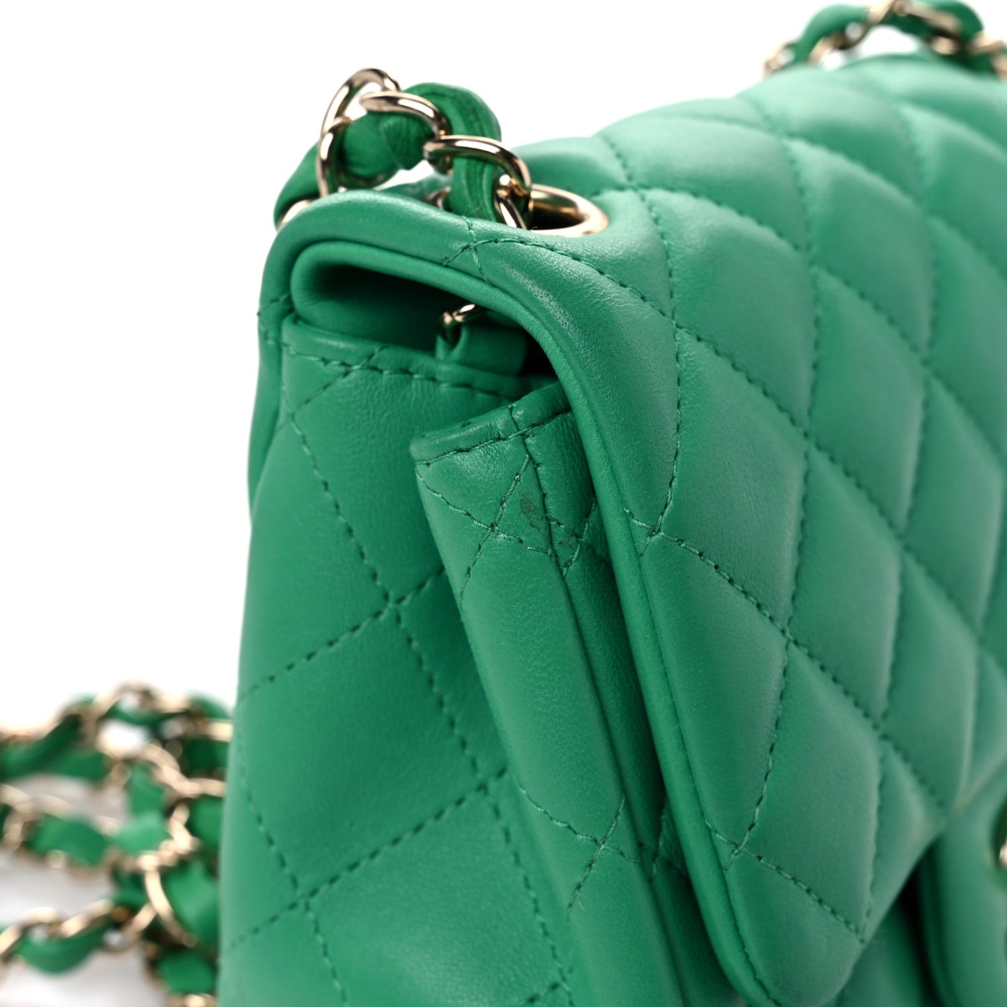 Lambskin Quilted Mini Square Flap Green