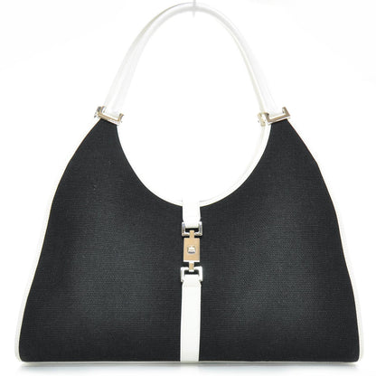 Gucci Canvas Bardot Bag Black and White 1 of 8