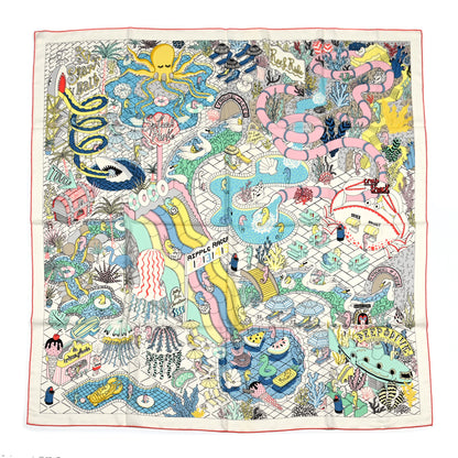 Hermes Cashmere Silk Splash Park Shawl 140 White Jaune Multicolor 1 of 9