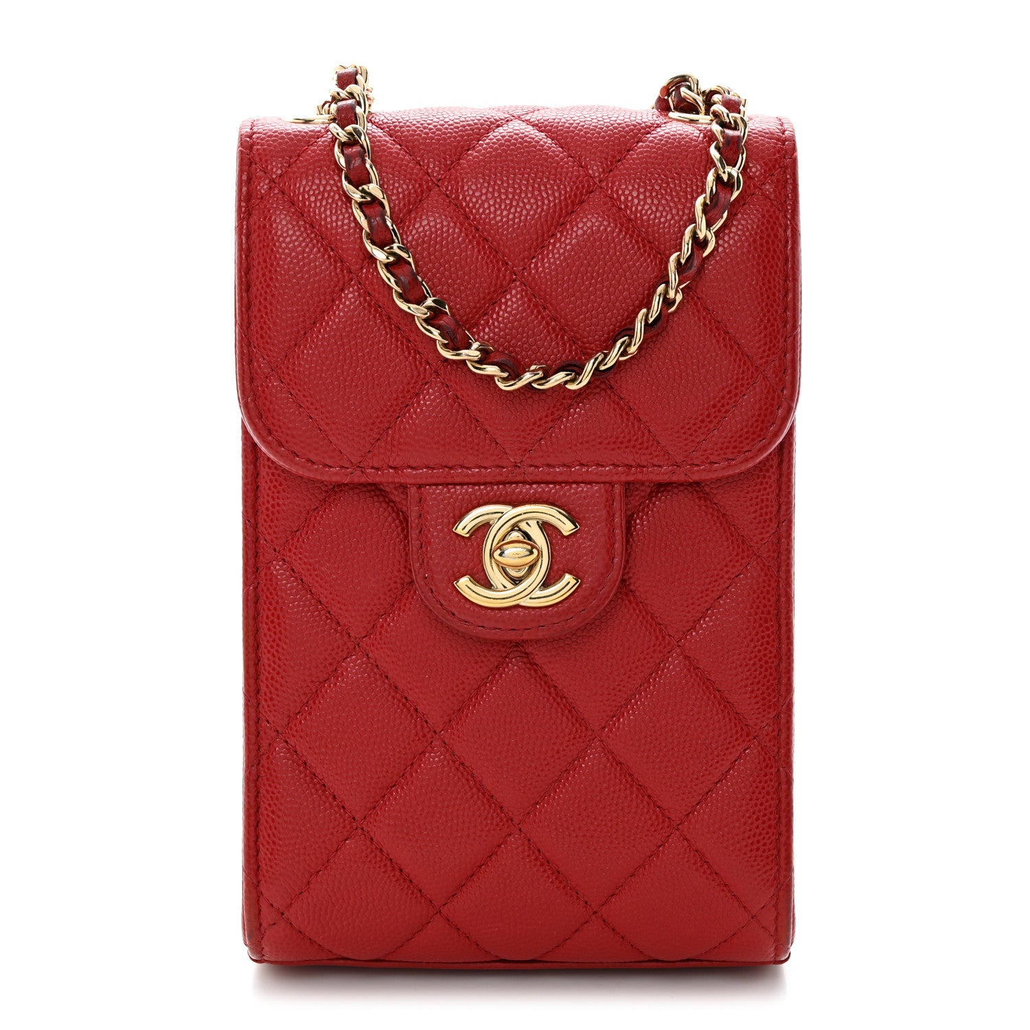 Chanel Caviar Quilted Classic Phone Holder Red 1 of 11