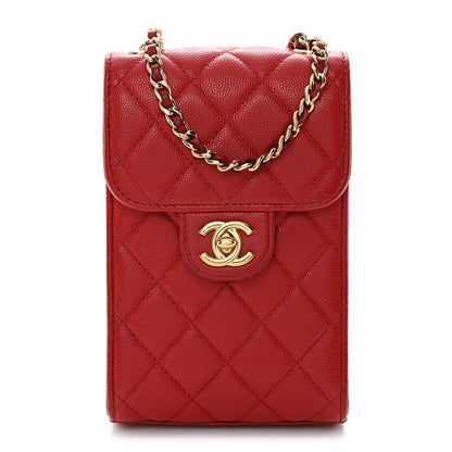 Chanel Caviar Quilted Classic Phone Holder Red 1 of 11