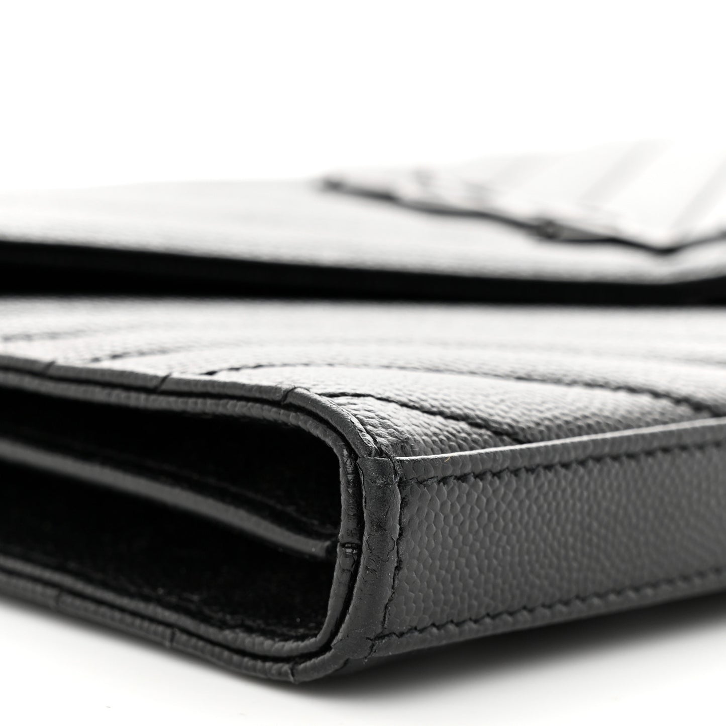 Grain De Poudre Matelasse Chevron Monogram Monochrome Chain Wallet Black
